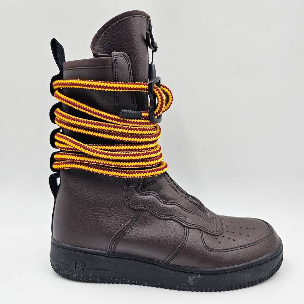 Nike SF Air Force 1 High Deep Burgundy Brown Rope Lace Boots AA1128-201 Mens 8.5